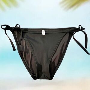 Victoria’s Secret Black Side Tie Bikini Bottoms Size Large